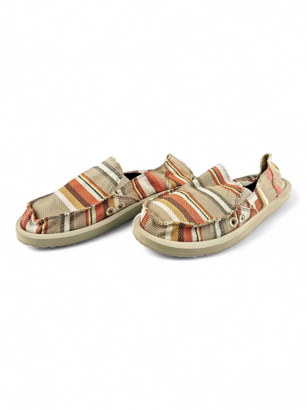 Sanuk Striped Canvas Slip-On Loafers Size 8